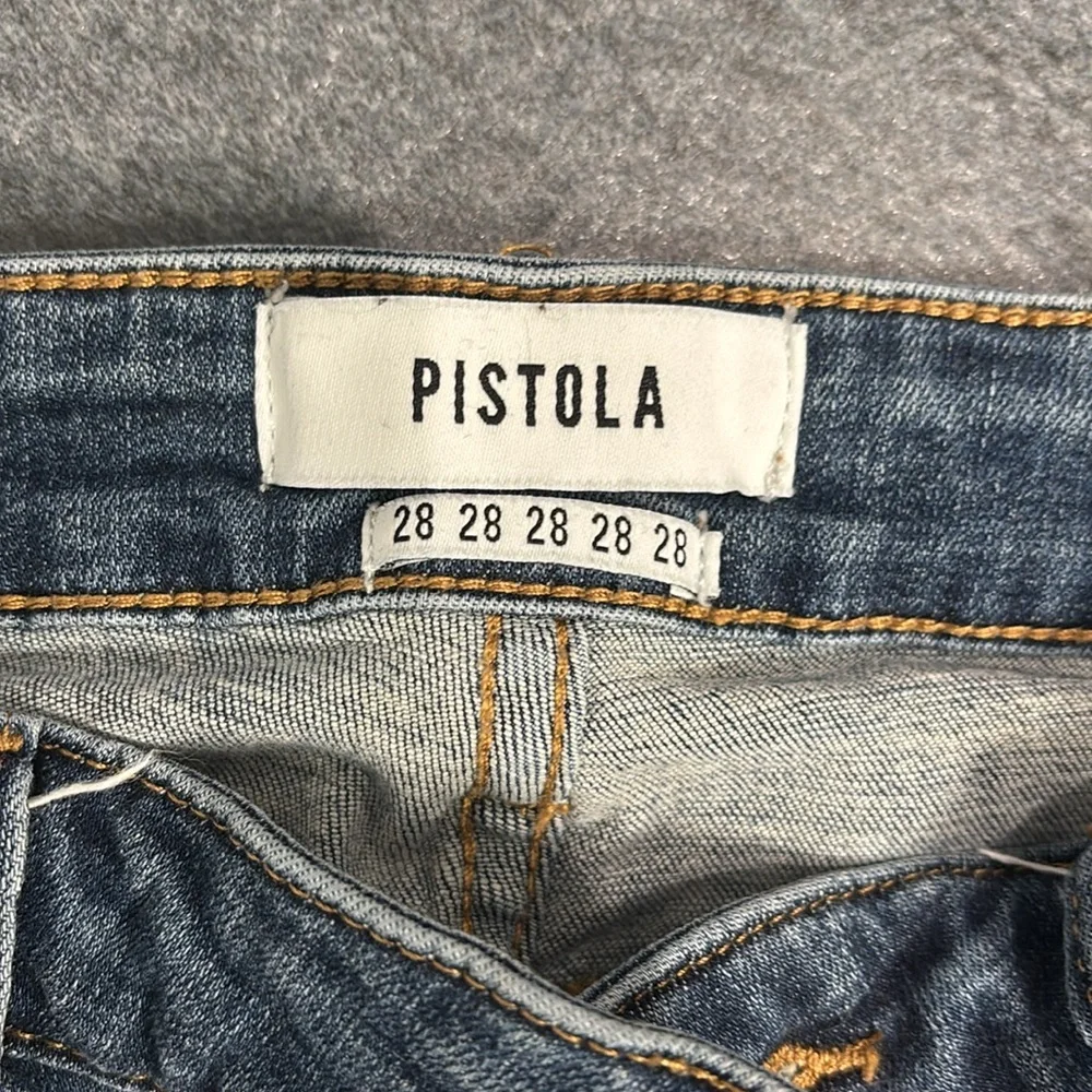 Distressed pistola cropped Blue Jeans - Picture 2 of 5